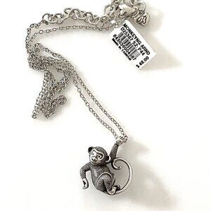 NWT Brighton Monkeying Around Collectible Pendant Necklace Silver Plated